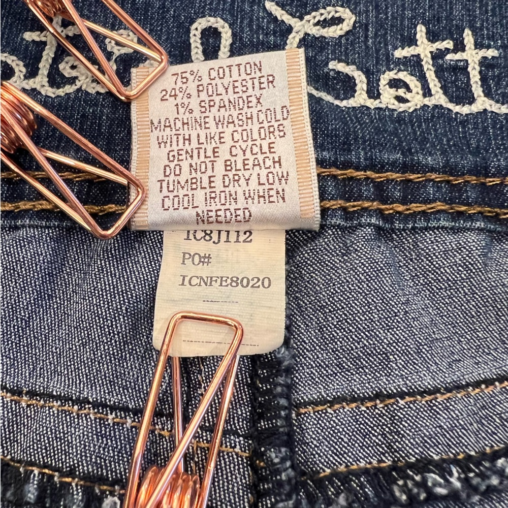 Vintage Industrial Cotton Embroidered Distressed Flare Bootcut Denim Jeans SZ 5 - Picture 14 of 16